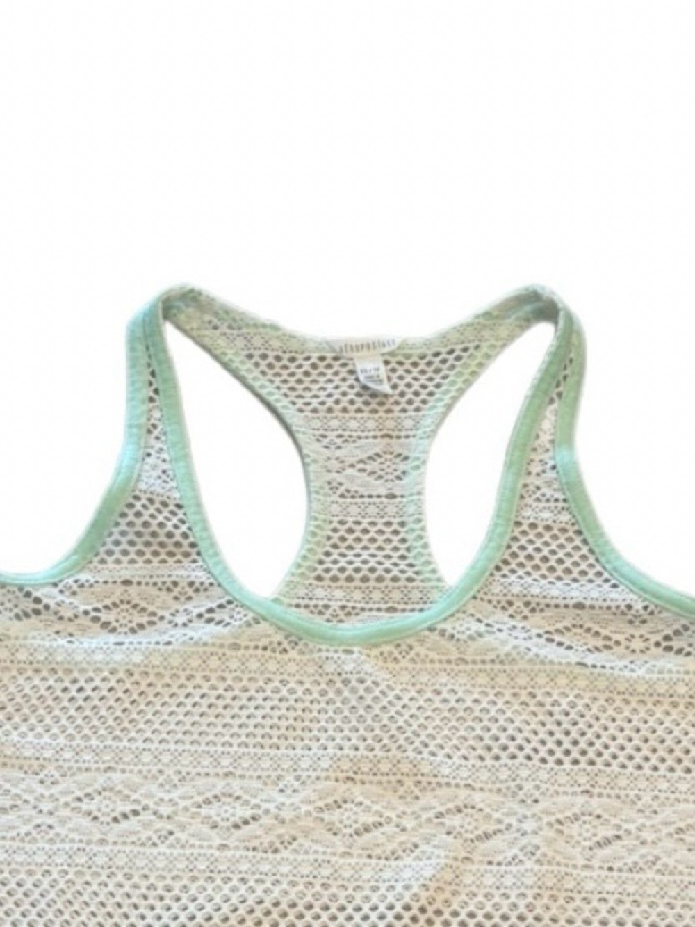 Aéropostale Crochet Lace Racerback Tank Top NWT XS Mint Trim Boho Beach - Picture 2 of 9